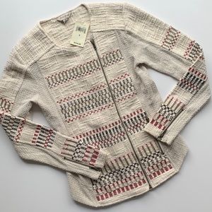 Lucky Brand Cream and Red Patterned Jacket